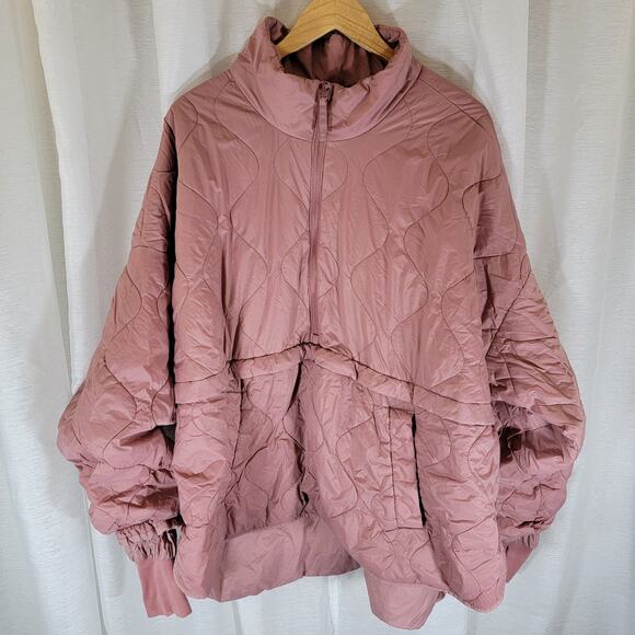 Old Navy Active Quilted Jacket Womens 3X Water Resistant Half Zip Pink - Picture 1 of 11